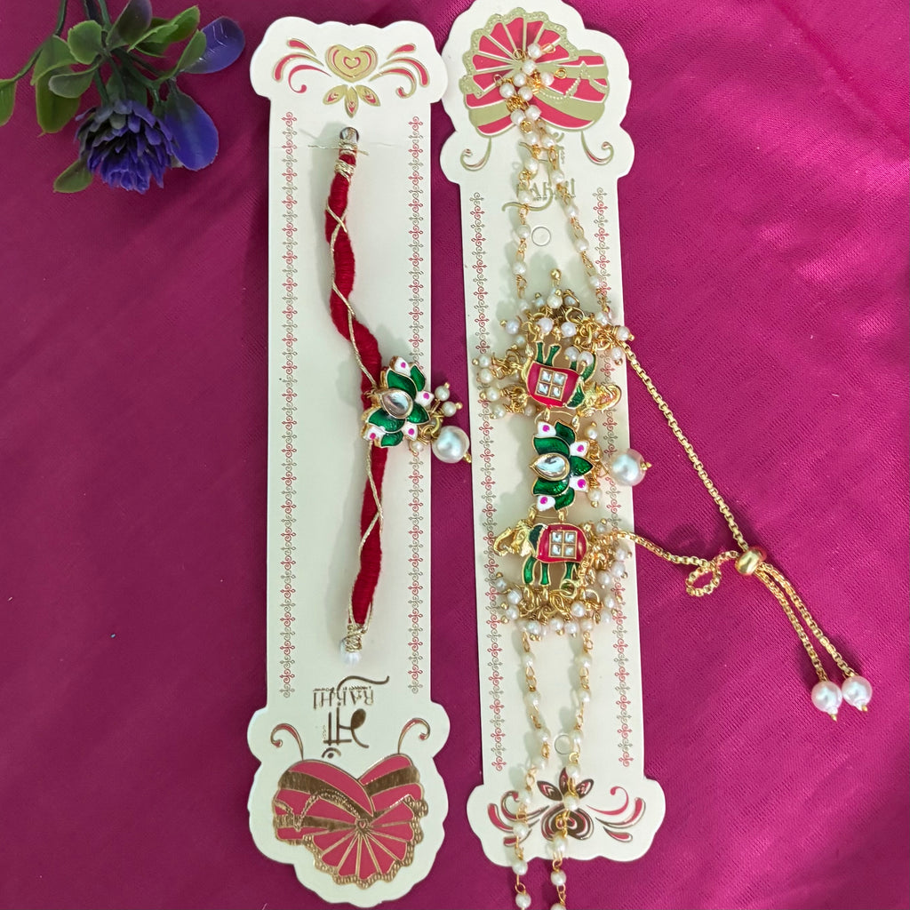 Royal Meenakari Lumba Bhai Bhabhi Rakhi Set