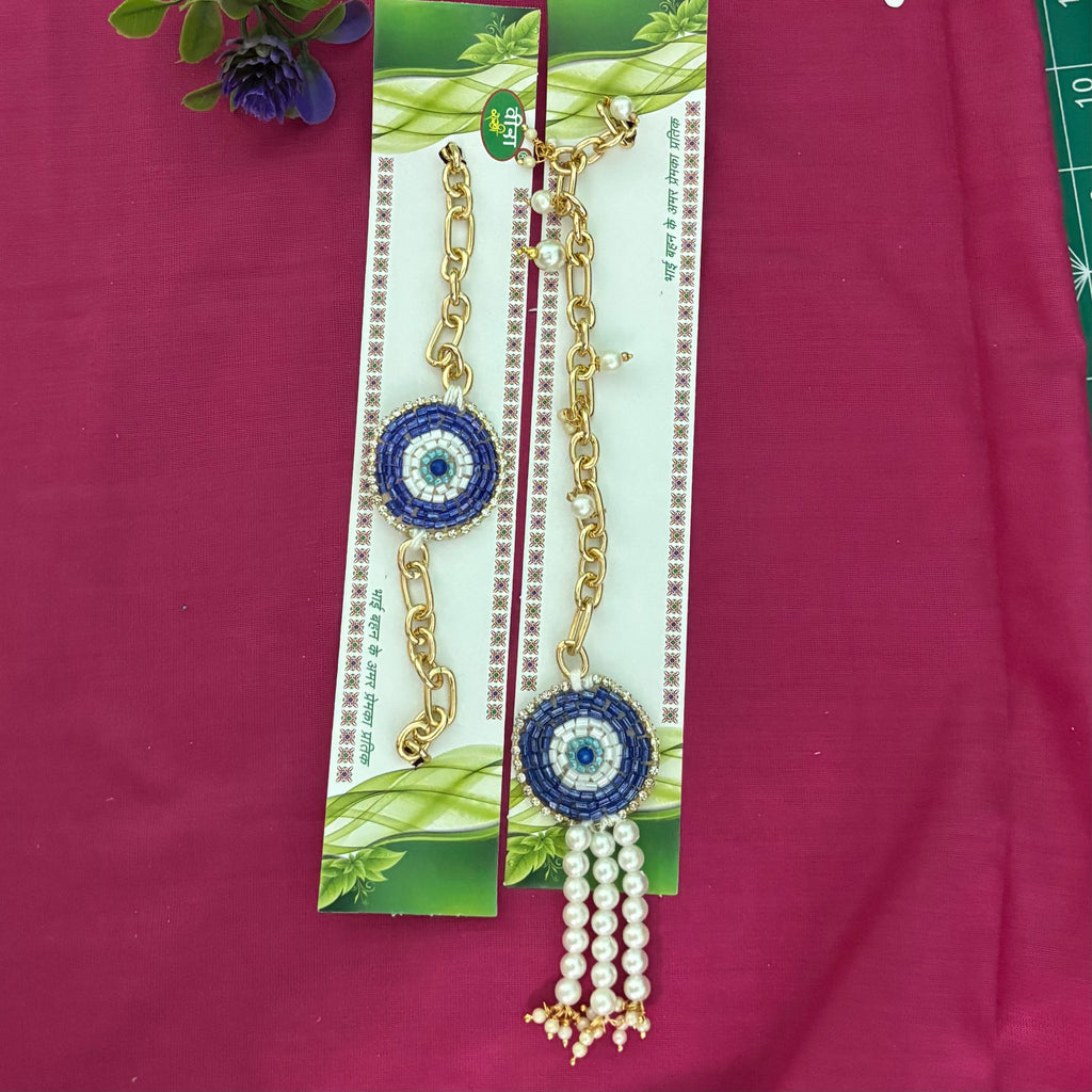 Royal Evil Eye Bhai Bhabhi Couple Rakhi Set