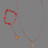 Chain -red glass bead with matching bracelet