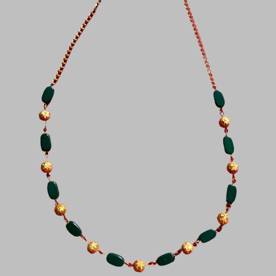 Gold plated Jade beaded necklace