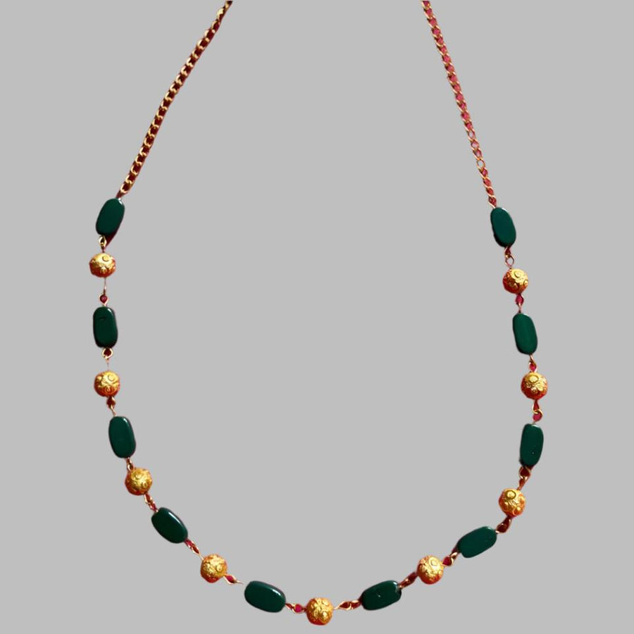 Gold plated Jade beaded necklace