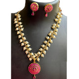 Pearl wtih ruby pendent necklace