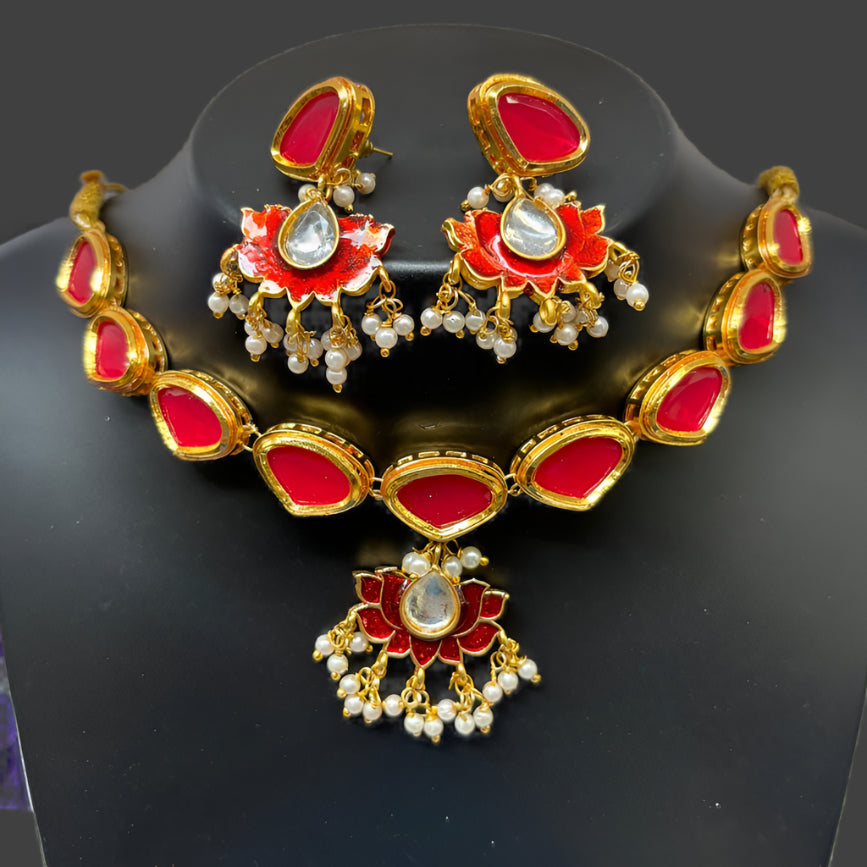 Kundan Red choker set