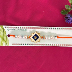 Swastic - enemal blue Rakhi