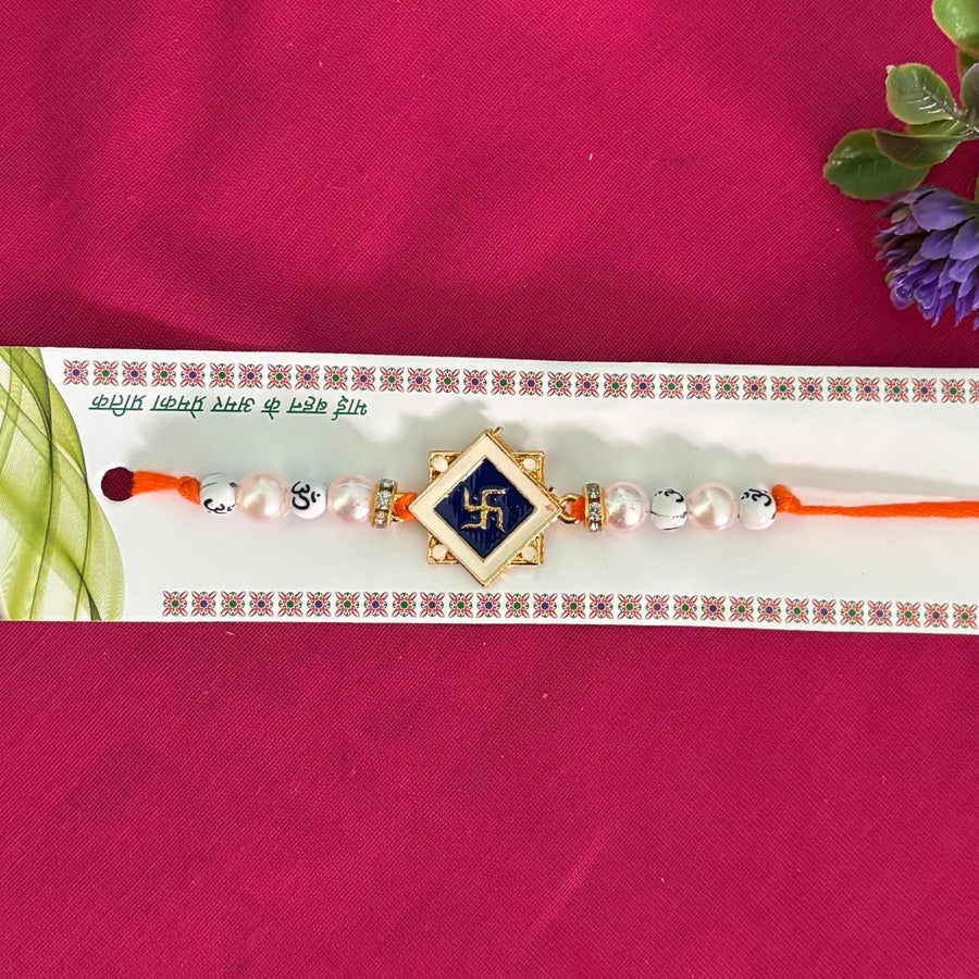 Swastic - enemal blue Rakhi