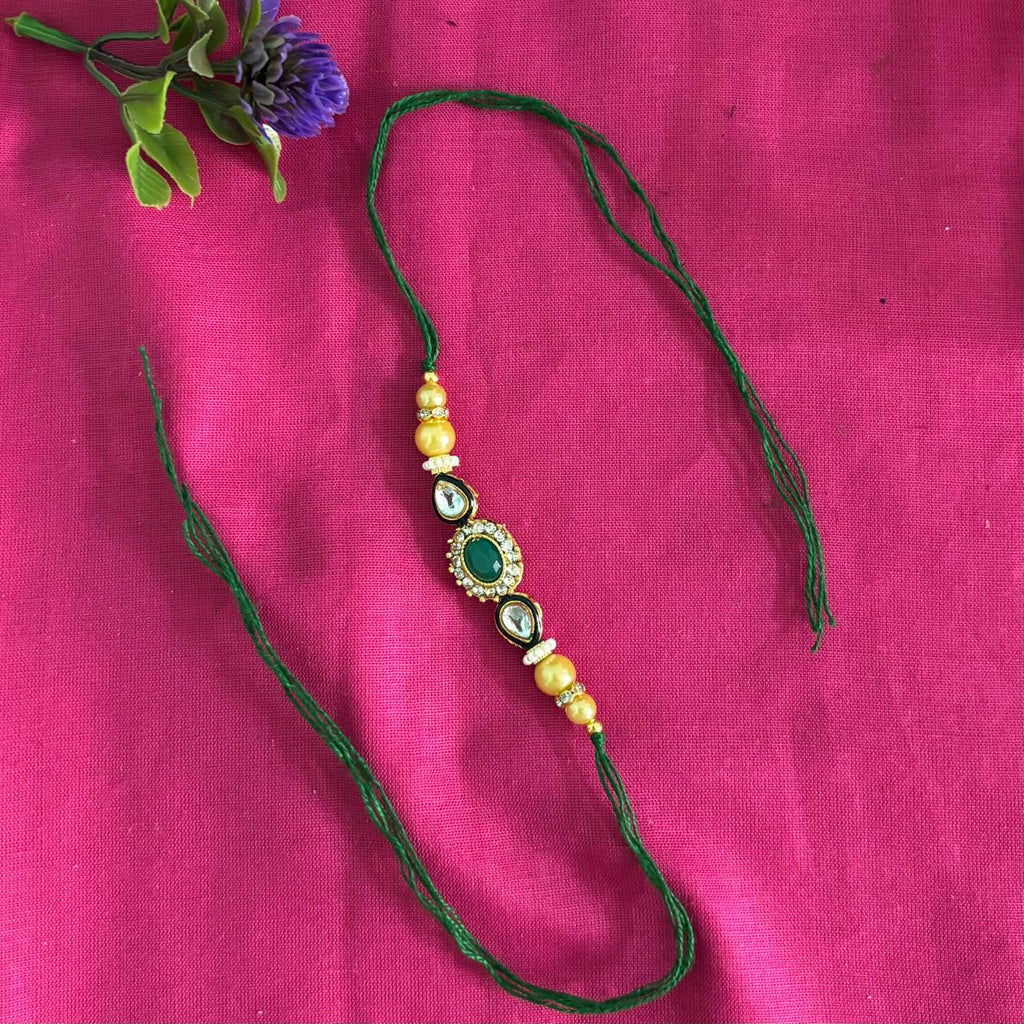 Rakhi green stone kundan