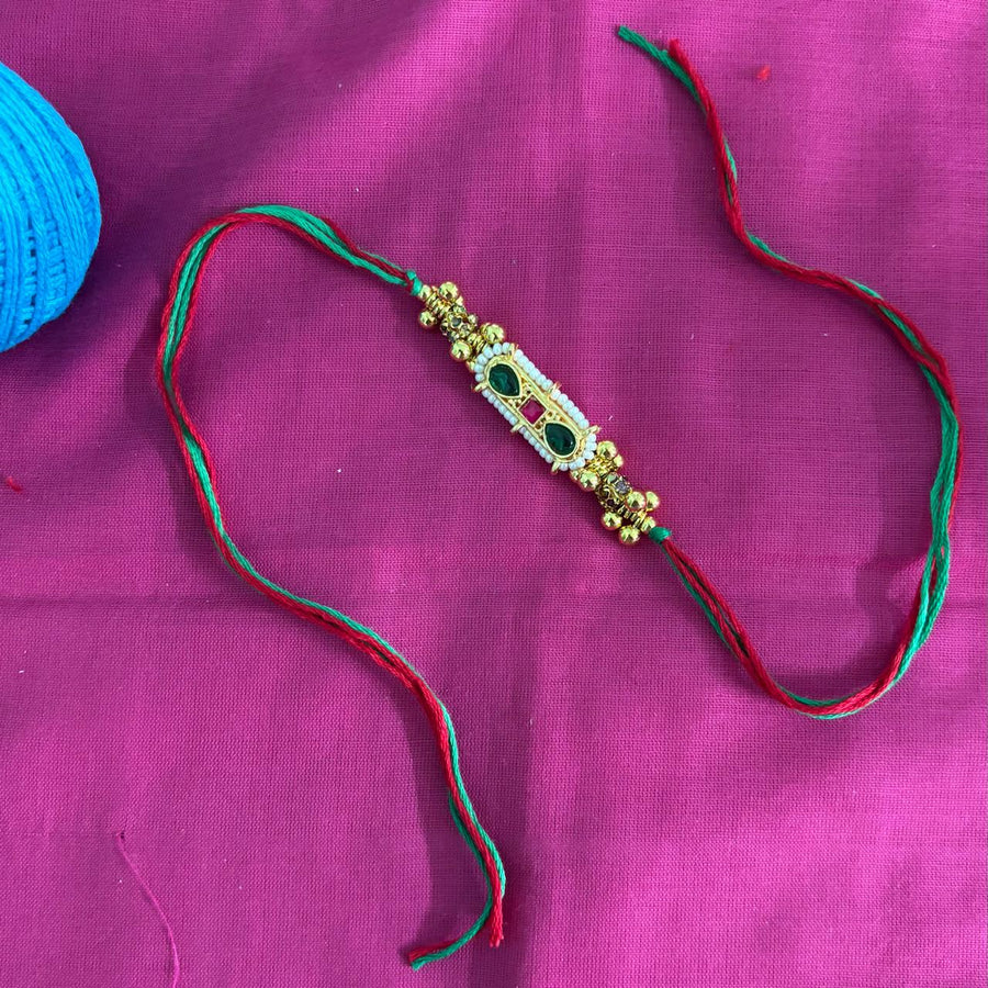 Royal Emerald Ruby Pearl Rakhi