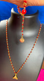 Chain -red glass bead with matching bracelet