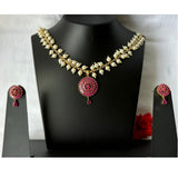 Pearl wtih ruby pendent necklace